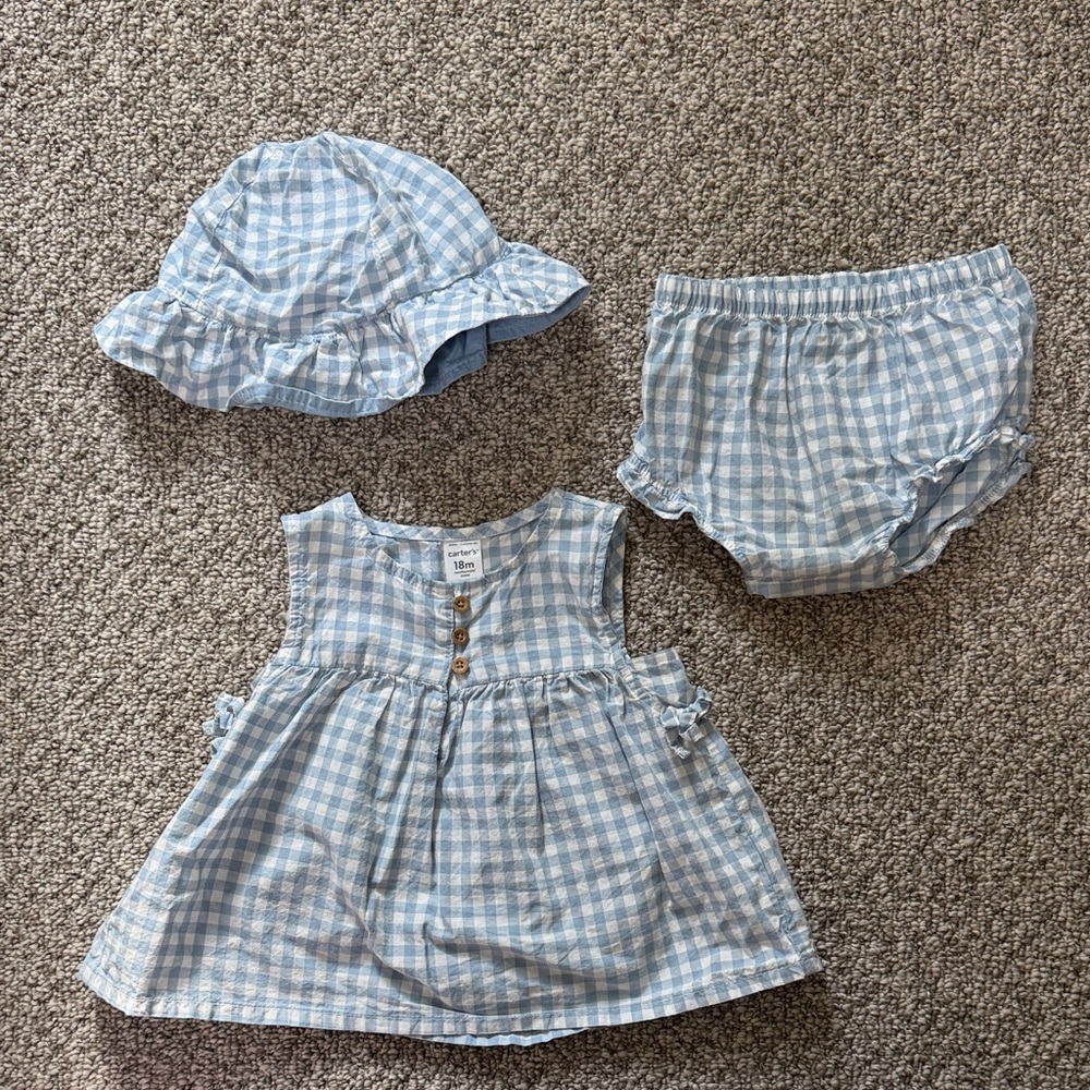 Blue Gingham Baby Outfit Set